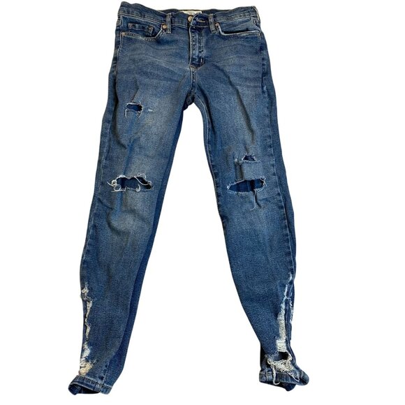 We The Free Women's Jeans 28 Distressed Skinny Medium Wash Blue Cotton Elastic - Picture 1 of 16